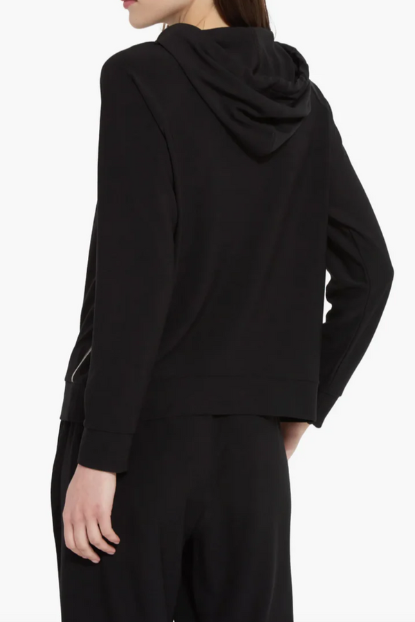 Black Julia Stretch Crepe Long Sleeve Hoodie