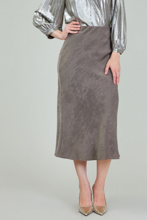 Dark Olive Maxi Bias Elasticized Waist Skirt