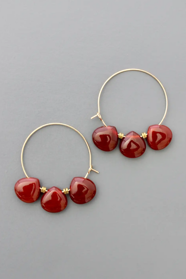 Carnelian Teardrop Hoop Earrings