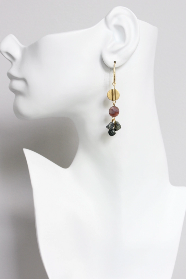 Serpentine and Botswana Agate Earrings