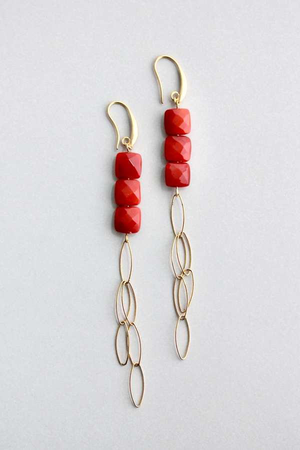 Red Fringe Earrings