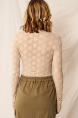 Beige Floral Lace Long Sleeve