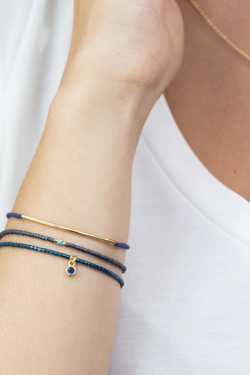 Navy/Gold Tonal Chromacolor Miyuki Bracelet Trio