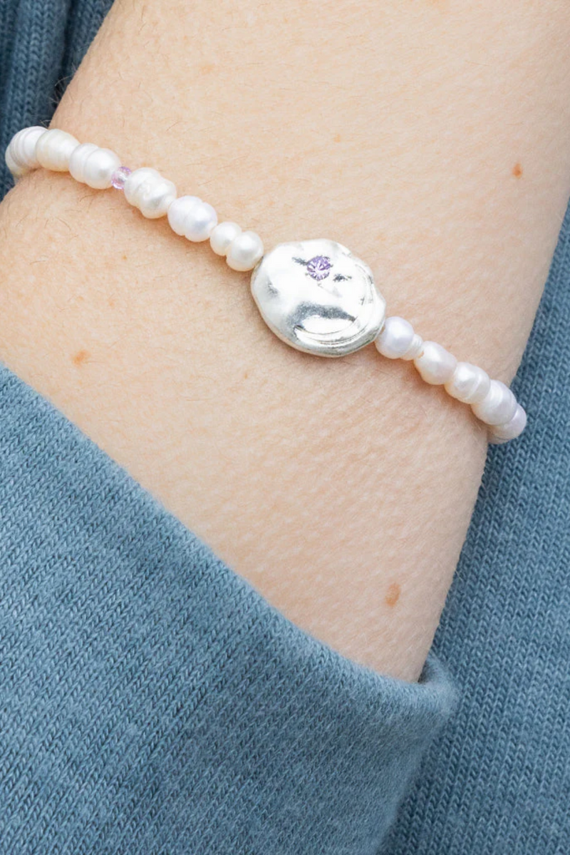 Protection/Silver Pearl Affirmation Bracelet