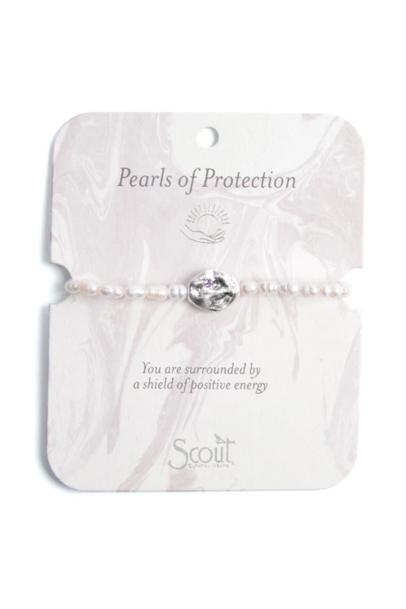 Protection/Silver Pearl Affirmation Bracelet