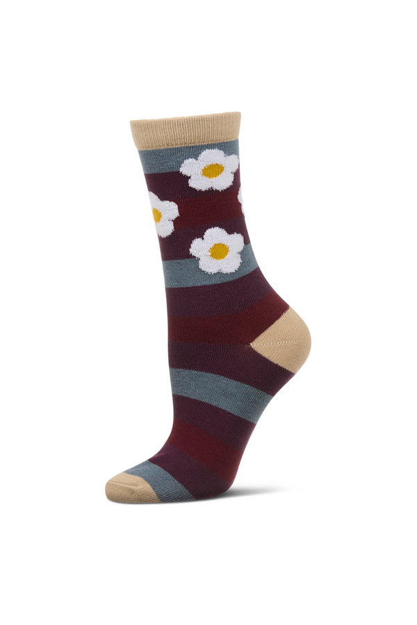 Flower Pop Stripe Dimensional Crew Socks