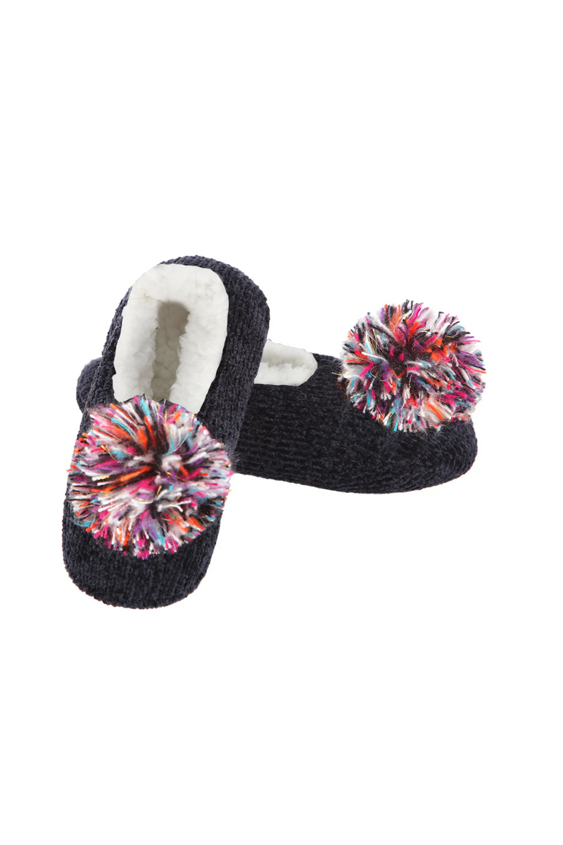 Cuddly Chenille Pompom Slippers