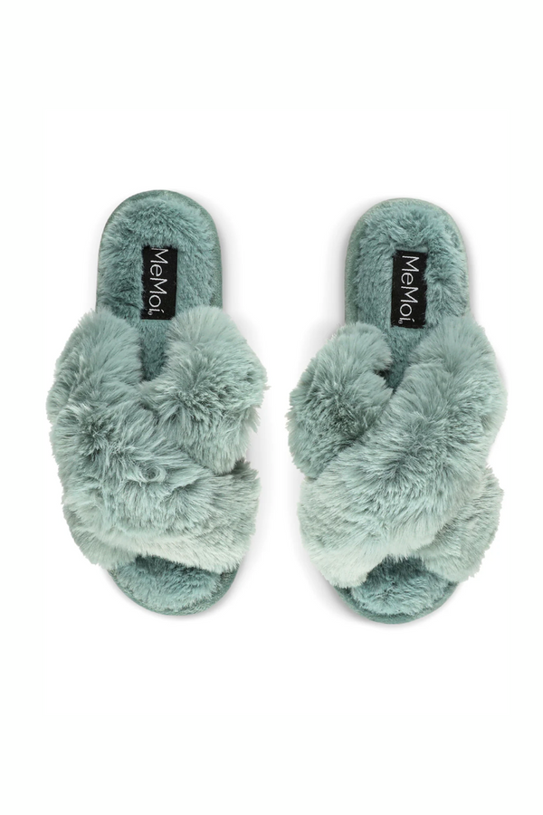 Sea Blue Beverly Fur Plush Slipper