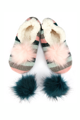 Stripe Chenille Interchangeable PomPom Slippers