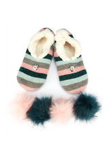 Stripe Chenille Interchangeable PomPom Slippers