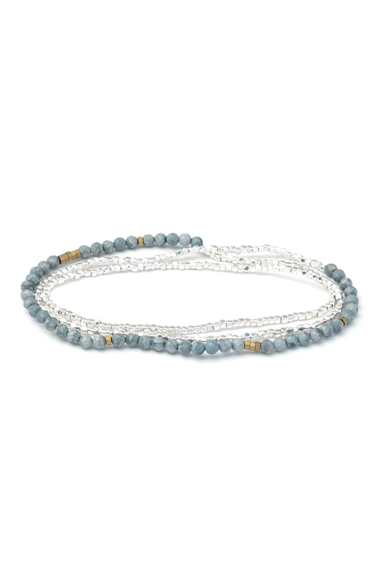 Blue Howlite/Silver - Stone of Harmony Delicate Stone Bracelet/Necklace