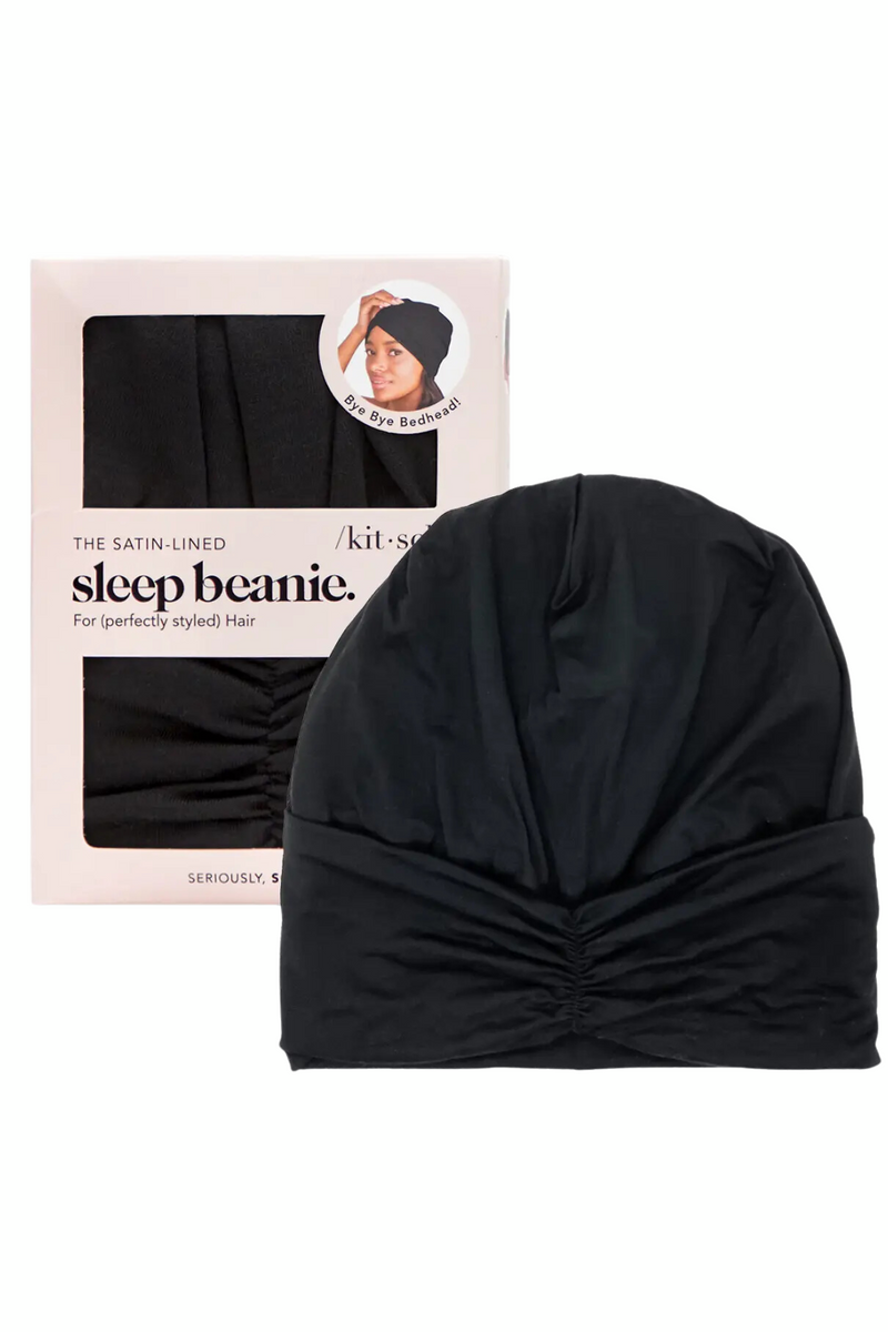 Sleep Beanie with Satin Lining - Black