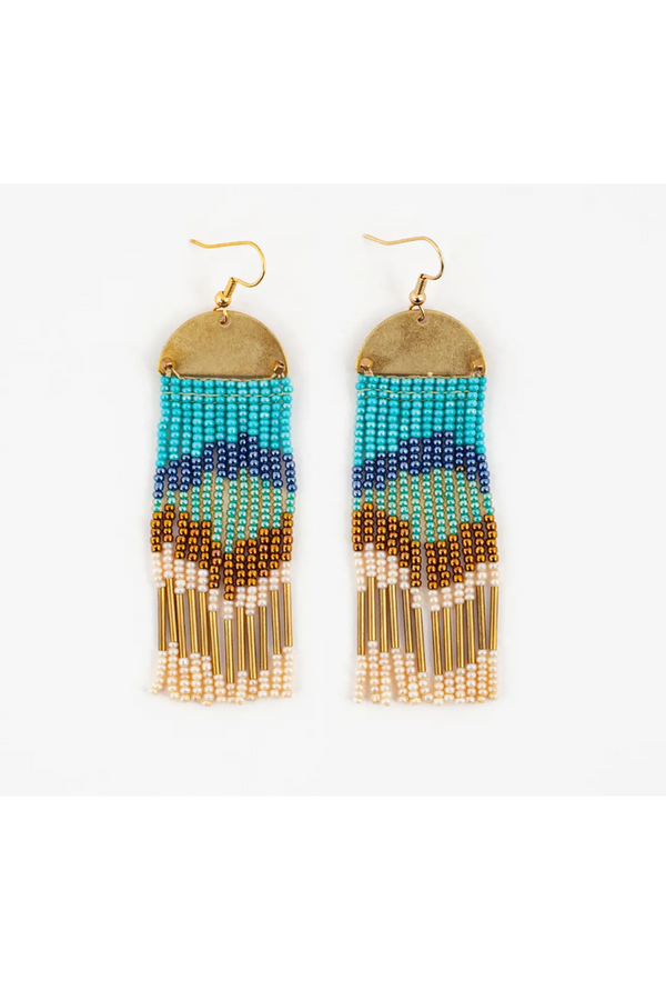 Turquoise Half Moon Cascade Earrings