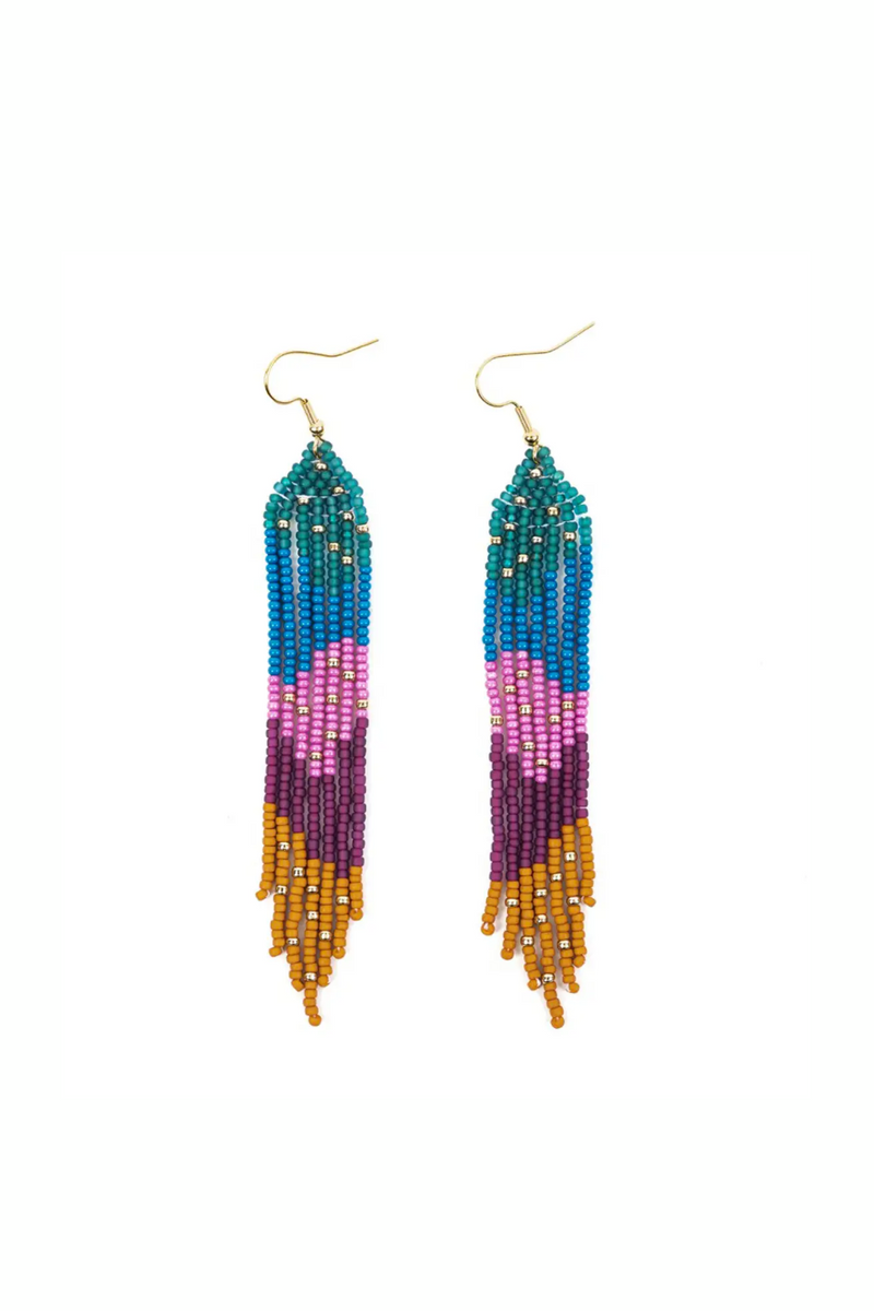 Deep Jewel Strata Fringe Earrings