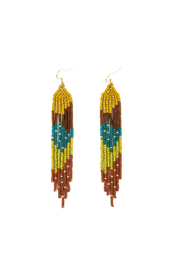 Groovy Green Strata Fringe Earrings