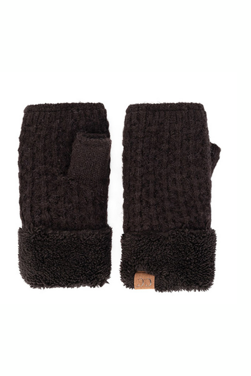 Black Fingerless Knit Gloves