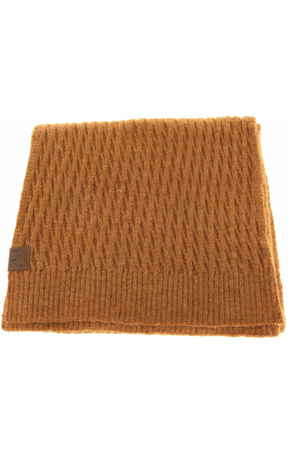 Camel Solid Knit Honey Comb Patterned Oblong