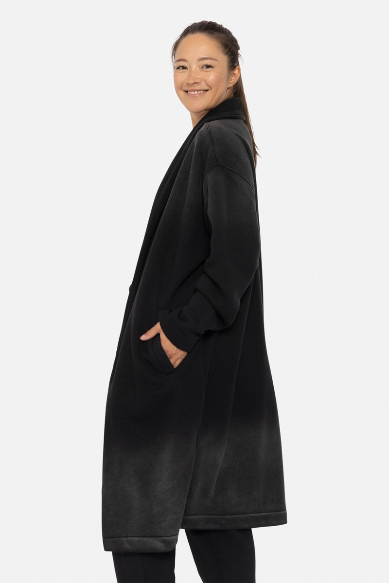 Black Longline Ombre Spray Long Sleeve Cardigan