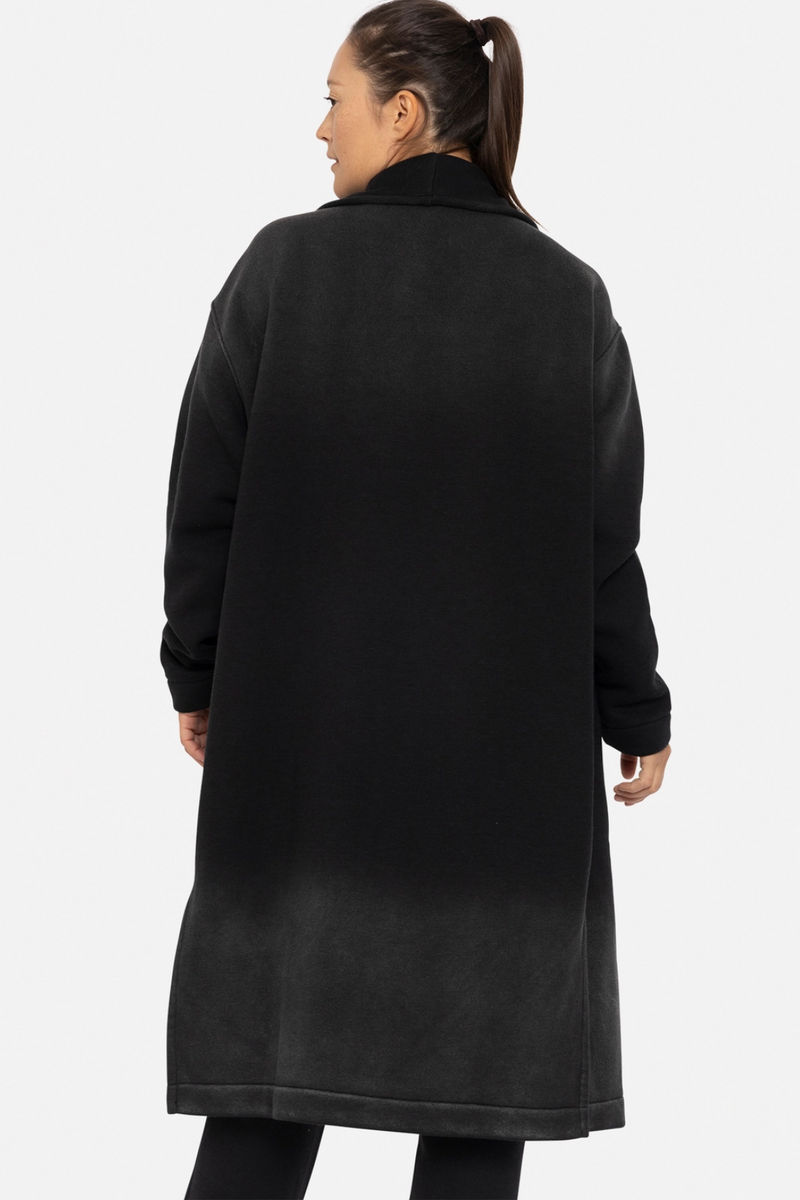 Black Longline Ombre Spray Long Sleeve Cardigan