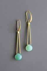 Green Onyx Geometric Earrings