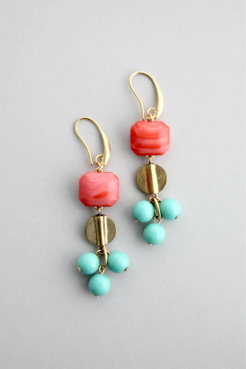 Salmon and Turquoise Earrings