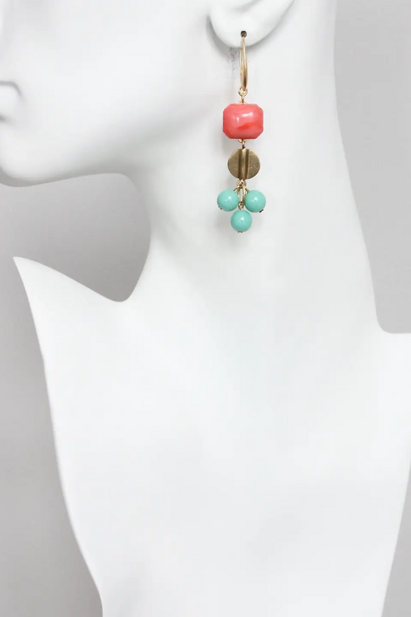 Salmon and Turquoise Earrings