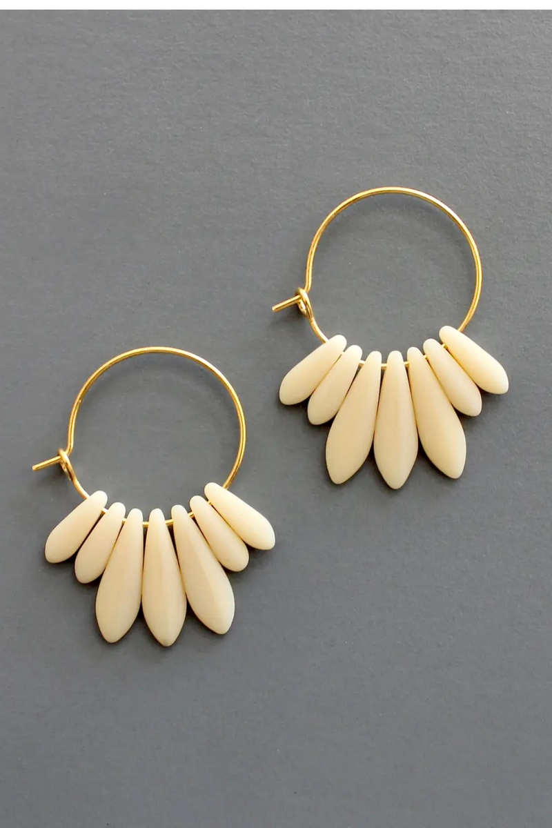 Mini Matte Cream Colored Hoop Earrings