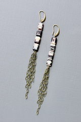 Glass with Chain Shoulder Duster Earrings