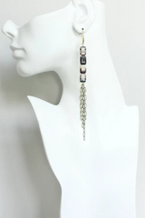 Glass with Chain Shoulder Duster Earrings