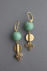 Green Turquoise and Brass Earrings