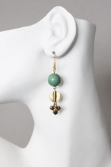 Green Turquoise and Brass Earrings