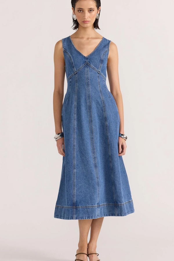 Alden Denim Mid-Blue Midi Dress