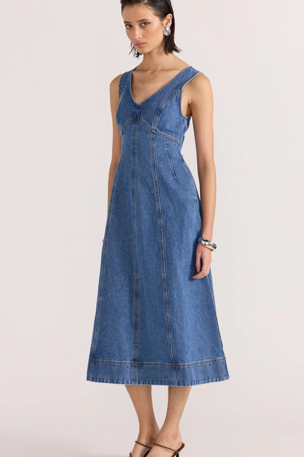 Alden Denim Mid-Blue Midi Dress