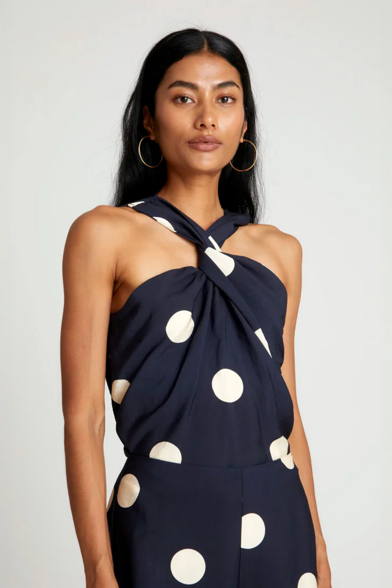 Polka Dot Navy Halter Top