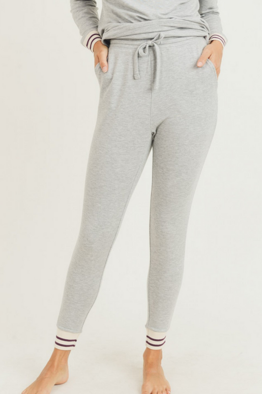 Striped Cuff Melange Sweatpants