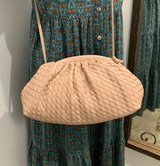 Brown or Nude Woven Frame Crossbody Bag