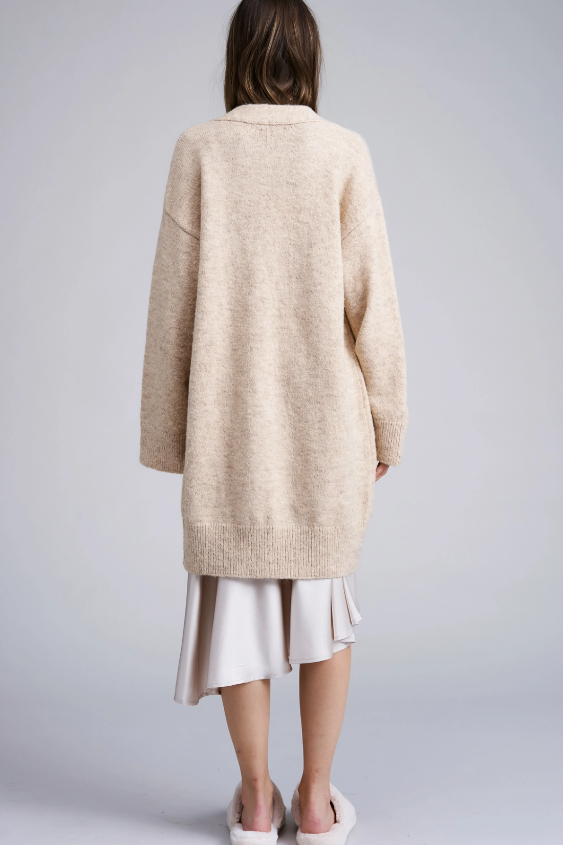 Demian Beige Tie Front Cardigan