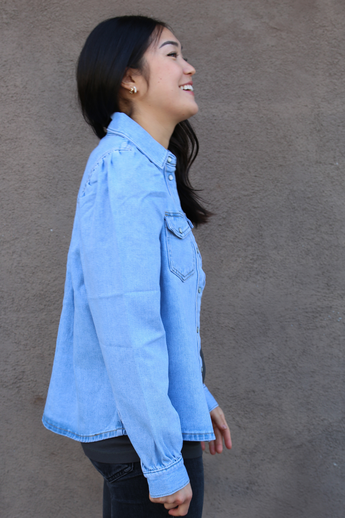 Light Blue Denim Long Sleeve Top