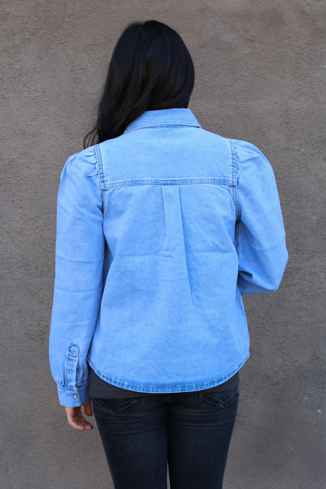 Light Blue Denim Long Sleeve Top