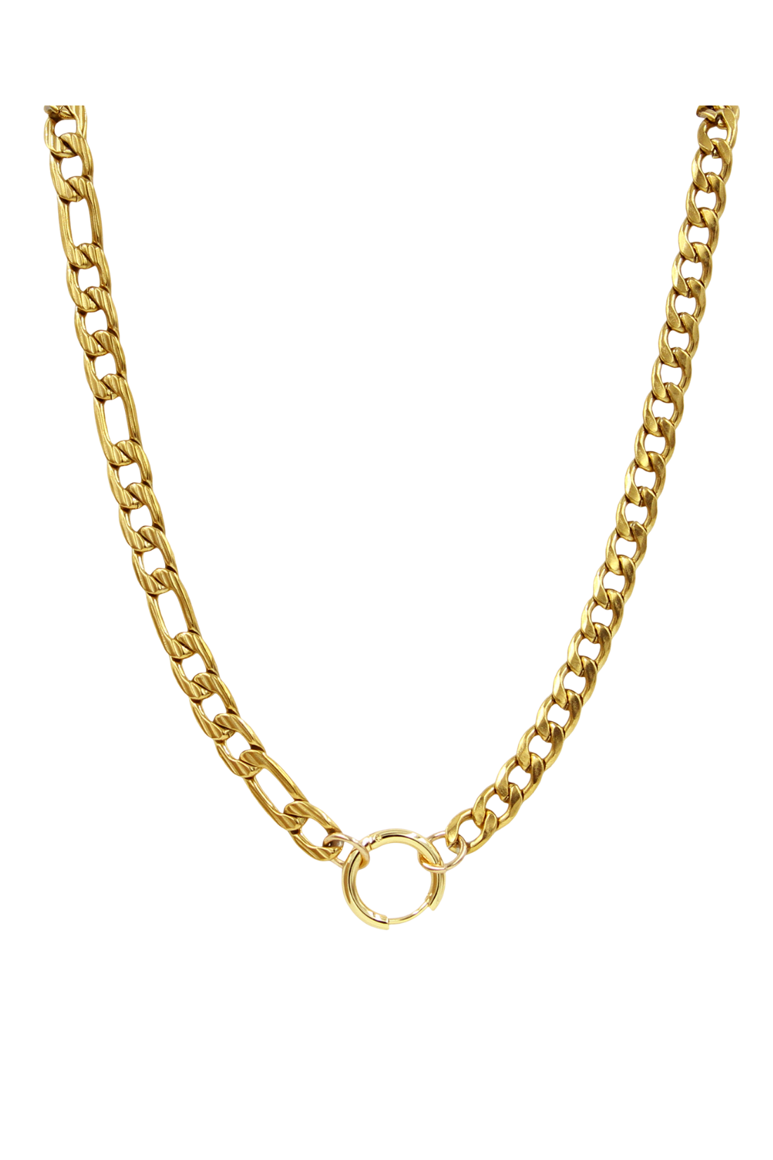 Trinity Chunky Mixed Curb Chain Necklace