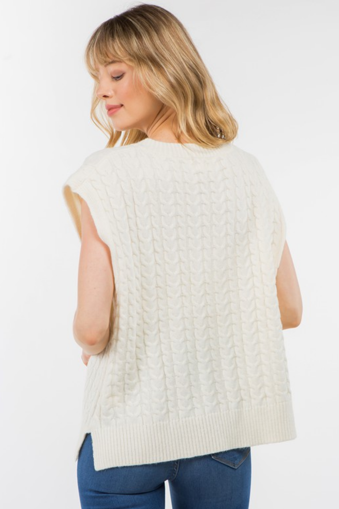 Cream Cable Knit Vest