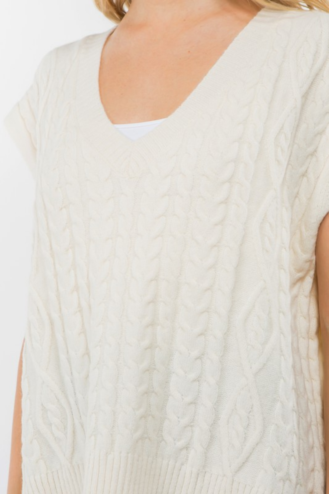 Cream Cable Knit Vest