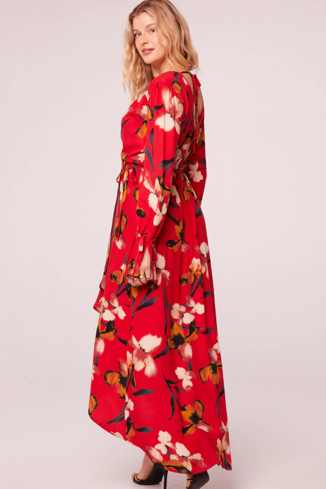 Polly Red Floral Wrap Maxi Dress