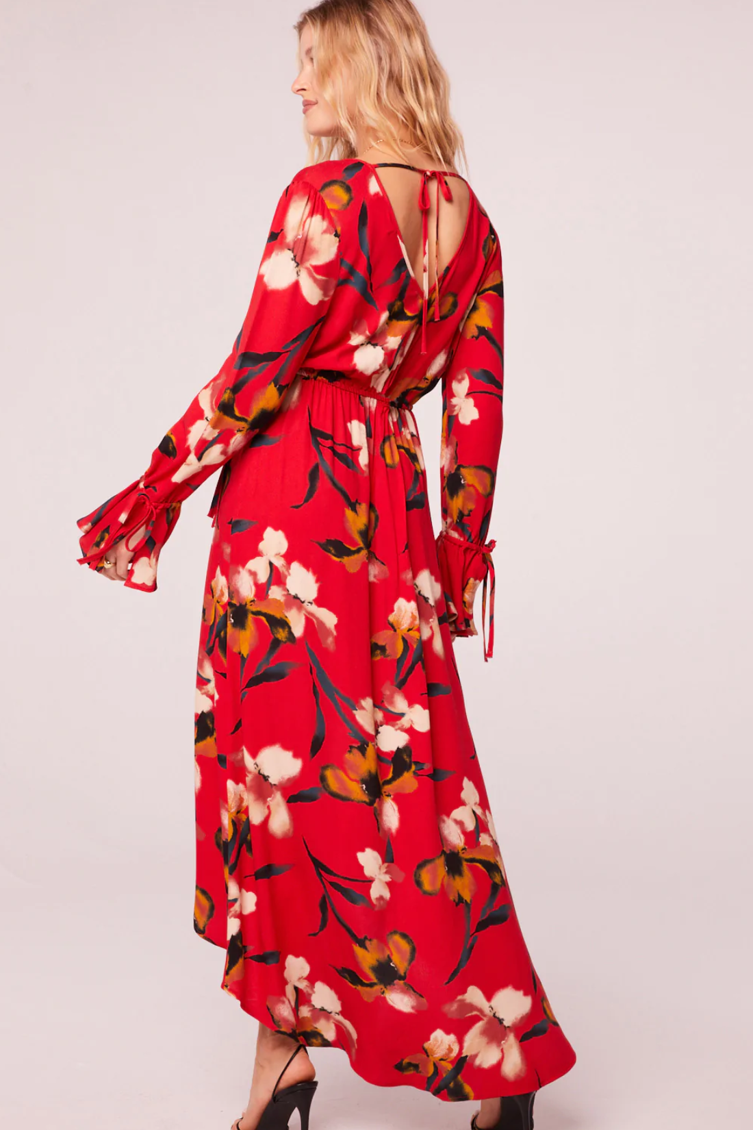 Polly Red Floral Wrap Maxi Dress