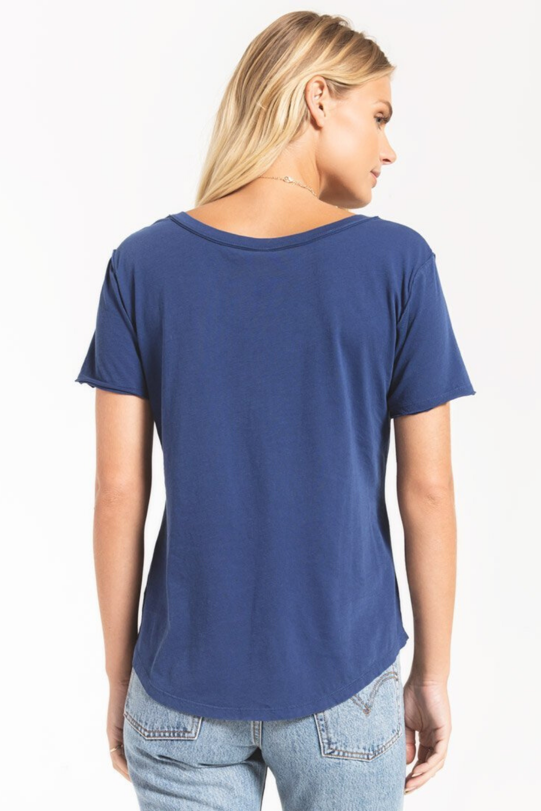 Organic Cotton Indigo Blue V-neck Tee